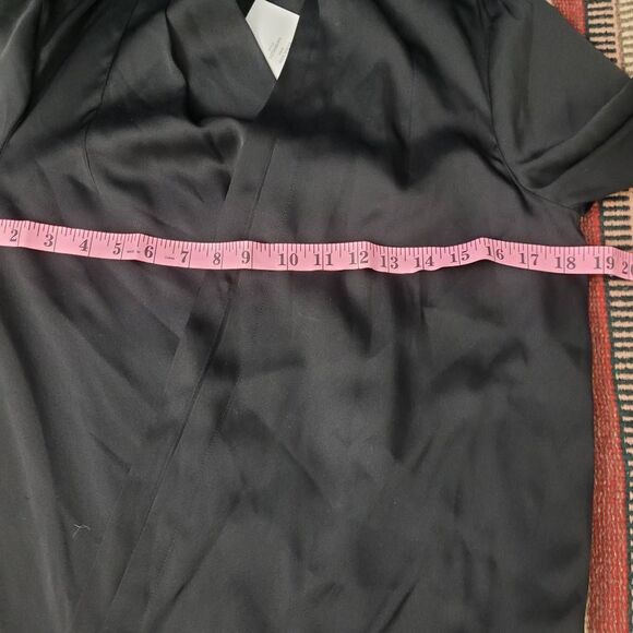 NWT Diane Von Furstenberg Issie Silk Draping Dress Sz 6 Black Satin Drop Waist - Picture 6 of 10